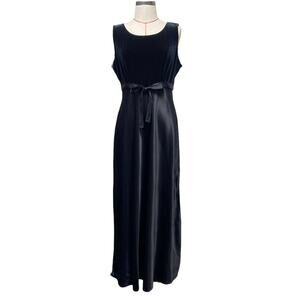 Vintage CDC Black Satin Velvet Maxi Prom Dress